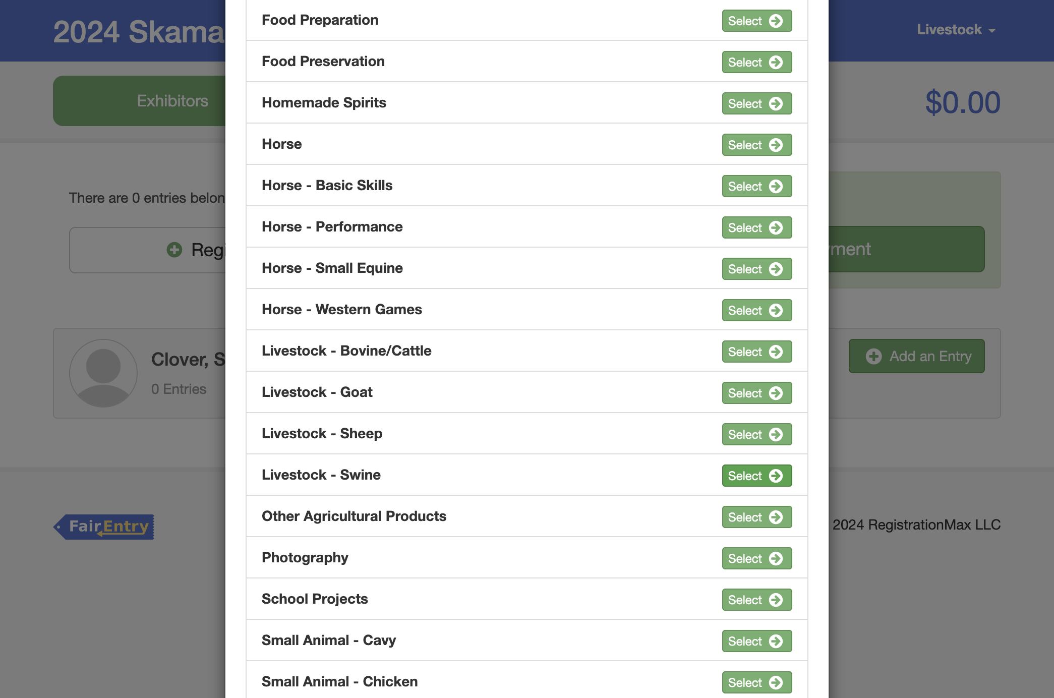 Select the department you intend to register with