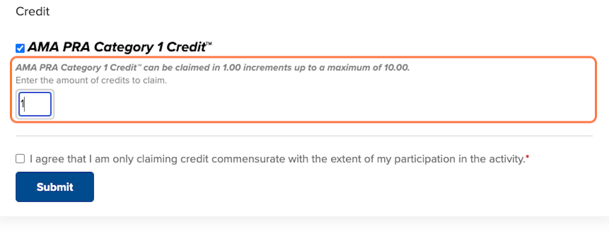 Enter the amount of credit you wish to claim