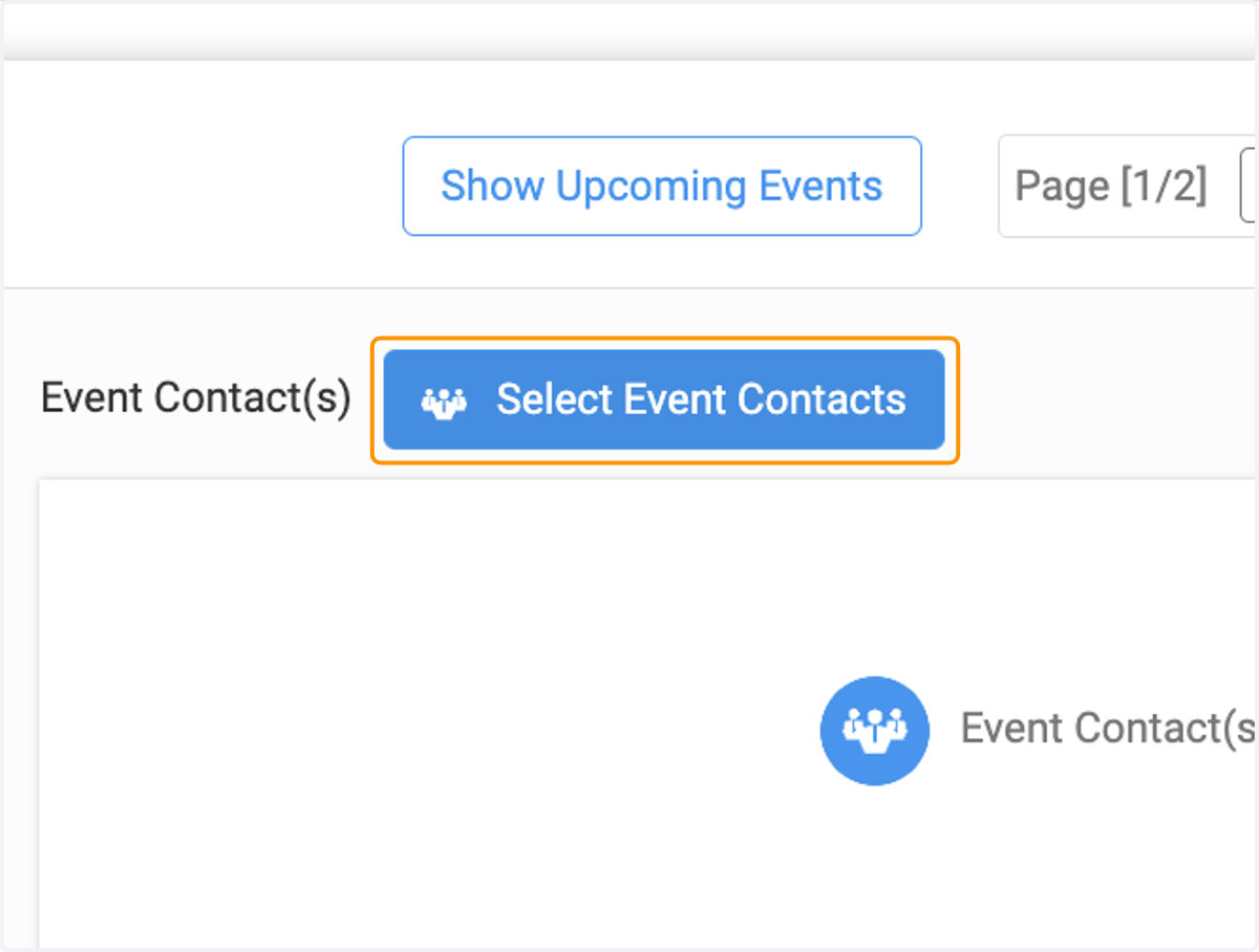 Click on Select Event Contacts to add a contact for your registrants to reach out to with questions.