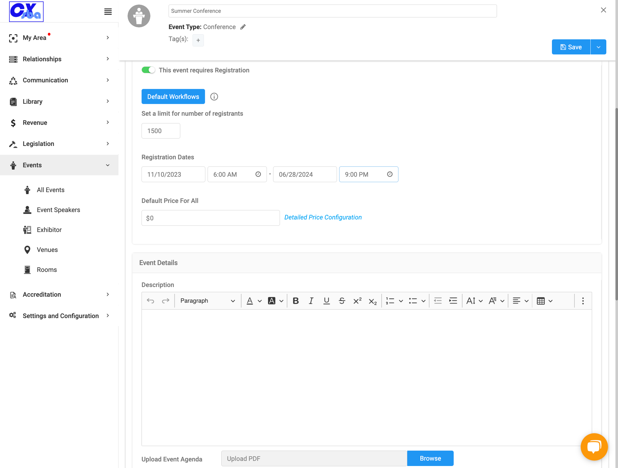 Enter a default price or leave blank to set pricing rules