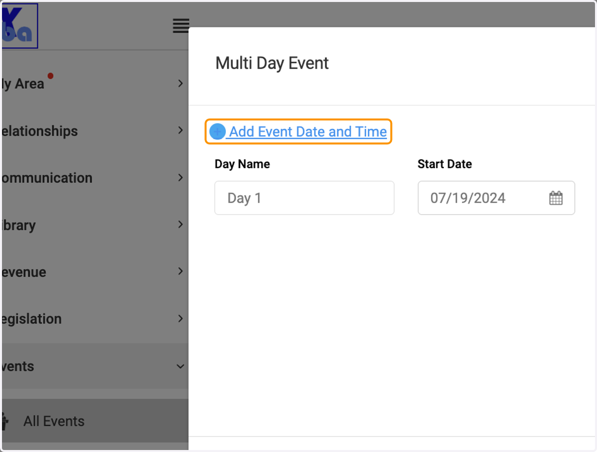Click on Add Event Date and Time to add additional dates/times