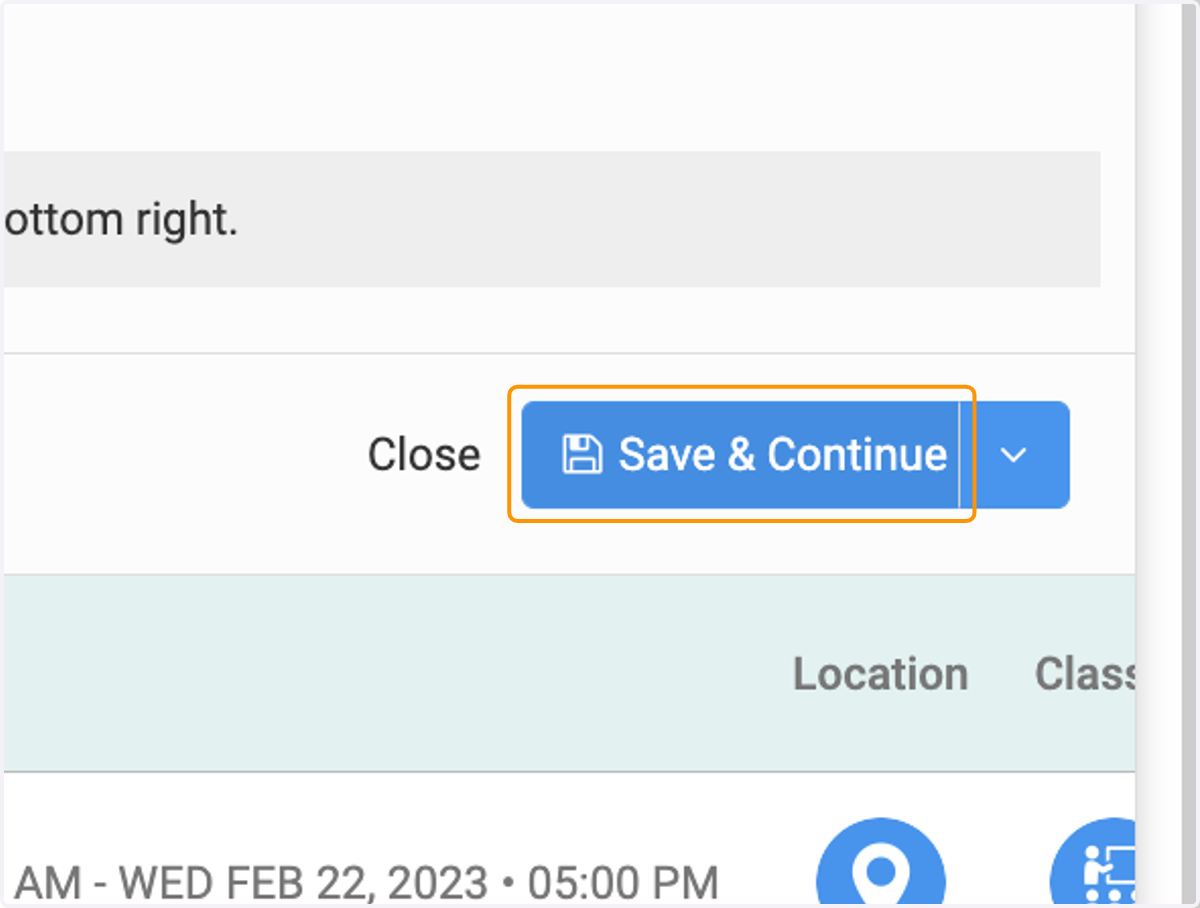Click on Save & Continue when you are finished with your initial event set up