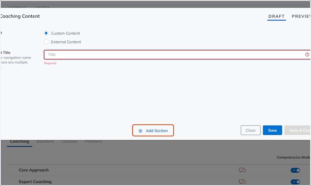 Click on Add Section