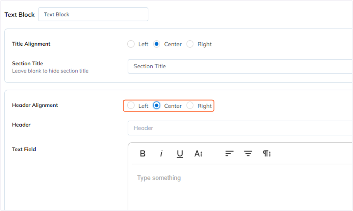 Select the Header Alignment