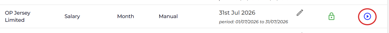 Select the 'Run Payroll' icon on the relevant pay run