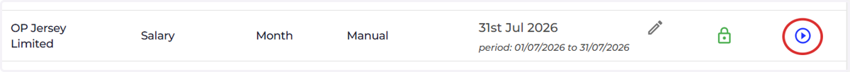 Select the 'Run Payroll' icon on the relevant pay run