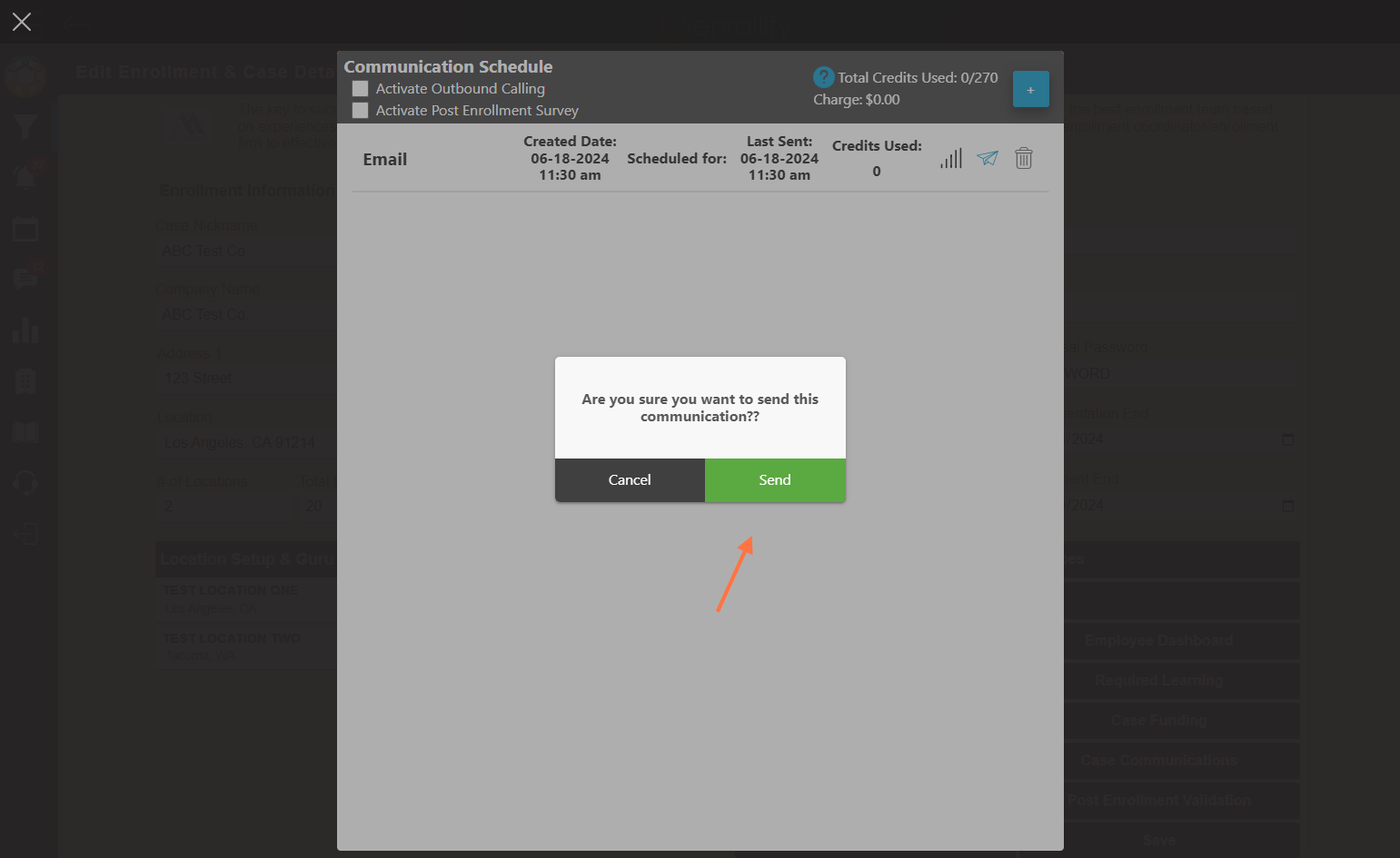 Then click, 'Send'. This communication will now be resent to any employee on the census that did not receive it the first time it was sent.