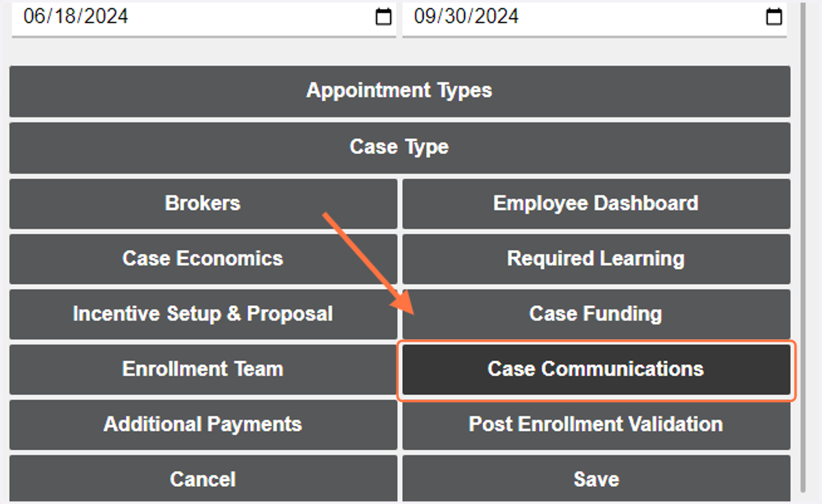 Click on 'Case Communications'