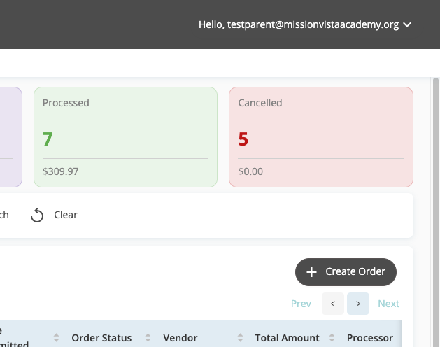 Click Create Order