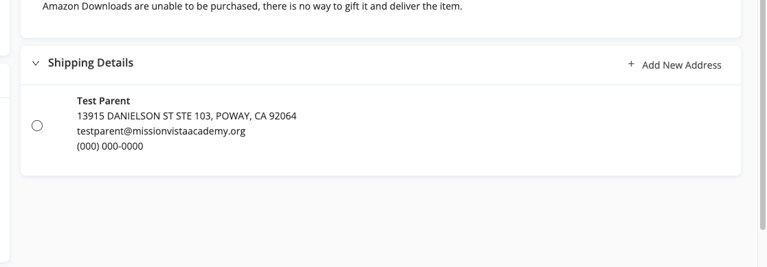 Select Shipping Address