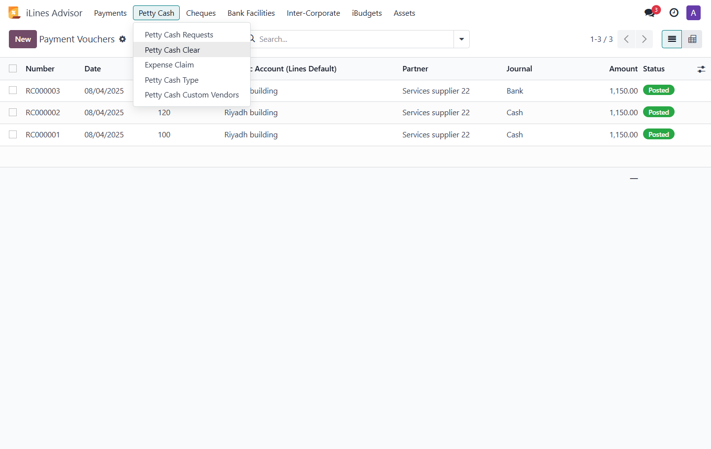 Click on Petty Cash Clear