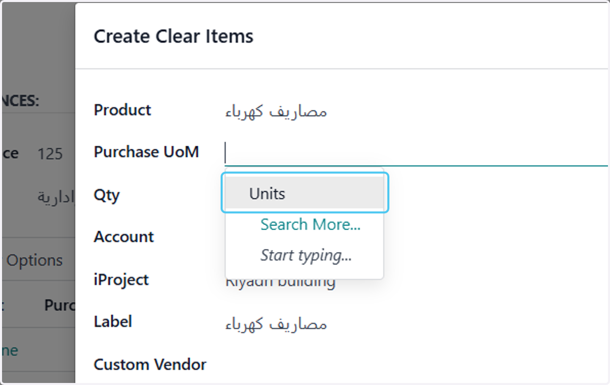 Click on Units