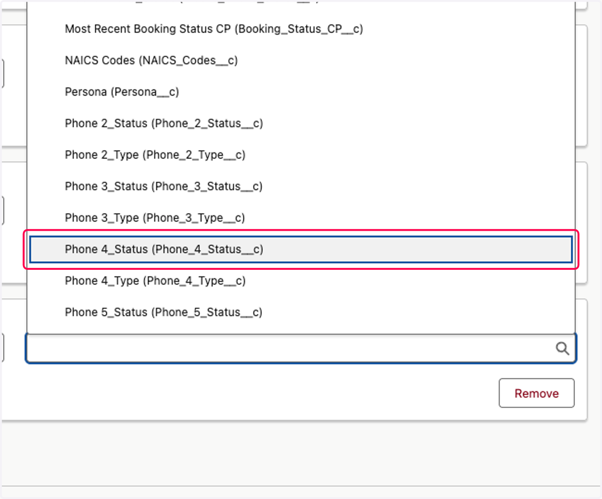 Click on Phone 4_Status (Phone_4_Status__c)