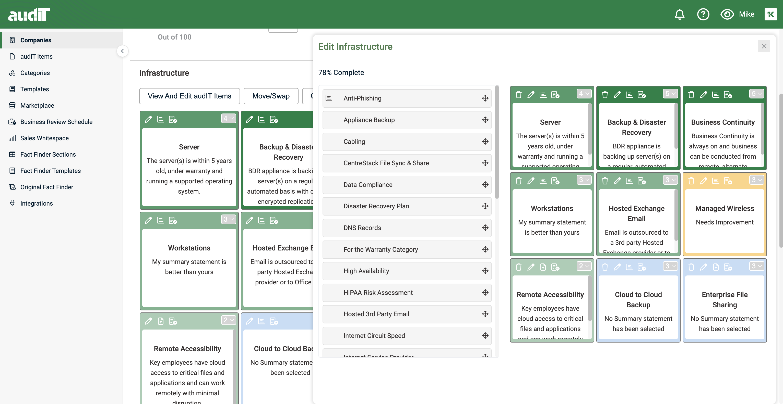 New items will appear blue as require selecting a color/summary statement