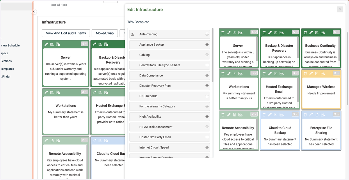 New items will appear blue as require selecting a color/summary statement
