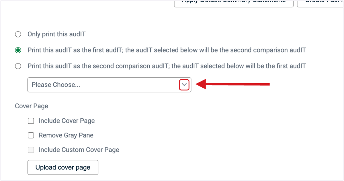 Click on dropdown to choose the second comparison audIT