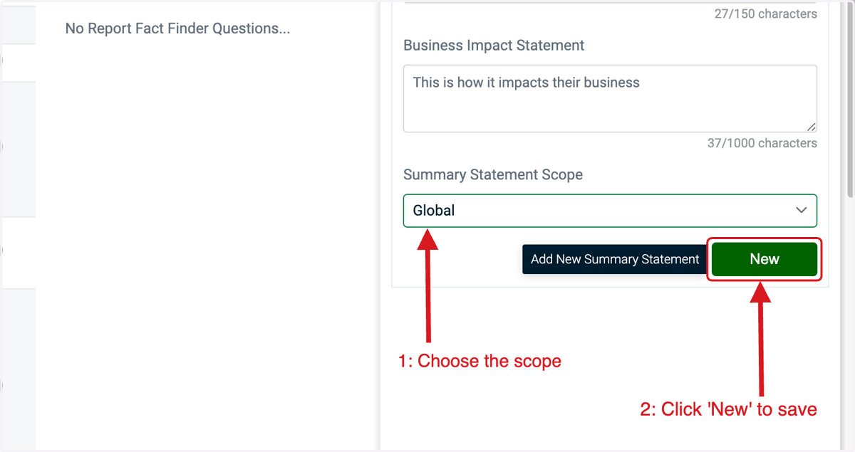 Select the scope and click the 'New' button to save