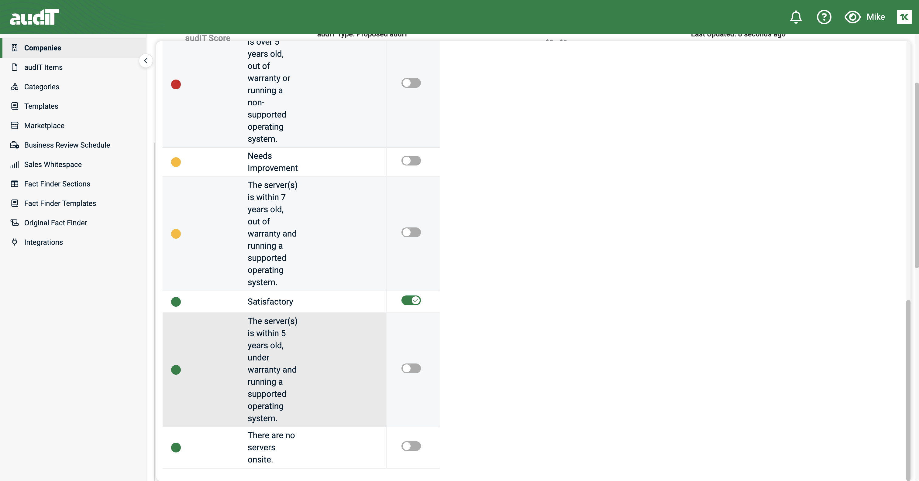 Choose the summary statements as needed for each item