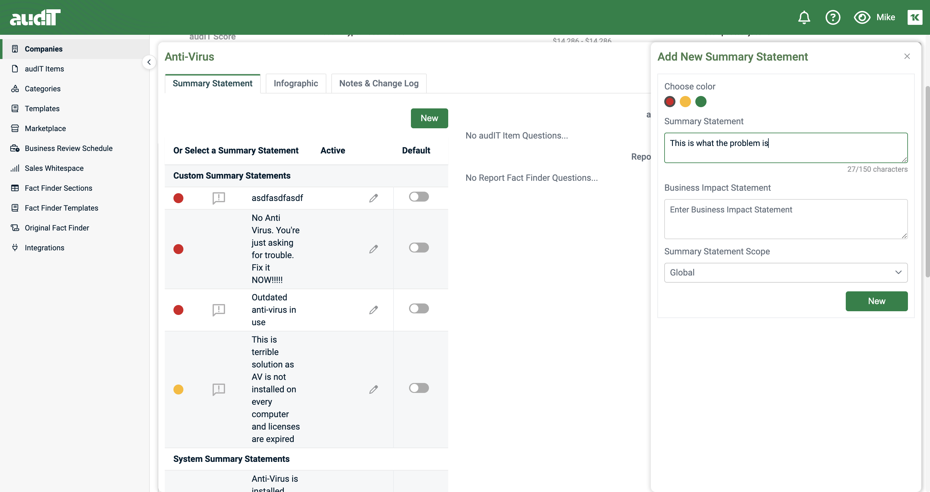Enter your summary statement