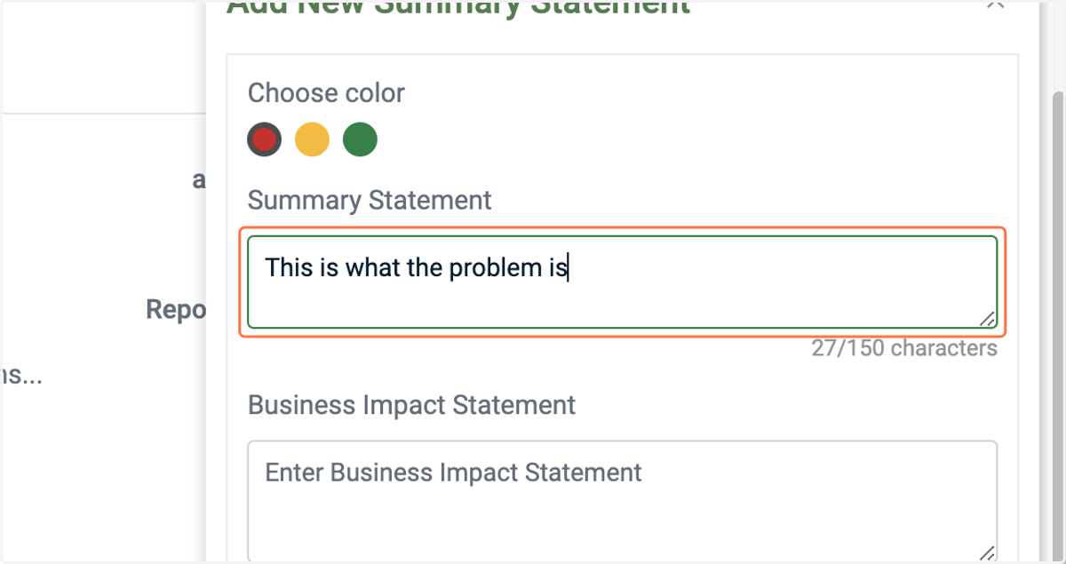 Enter your summary statement