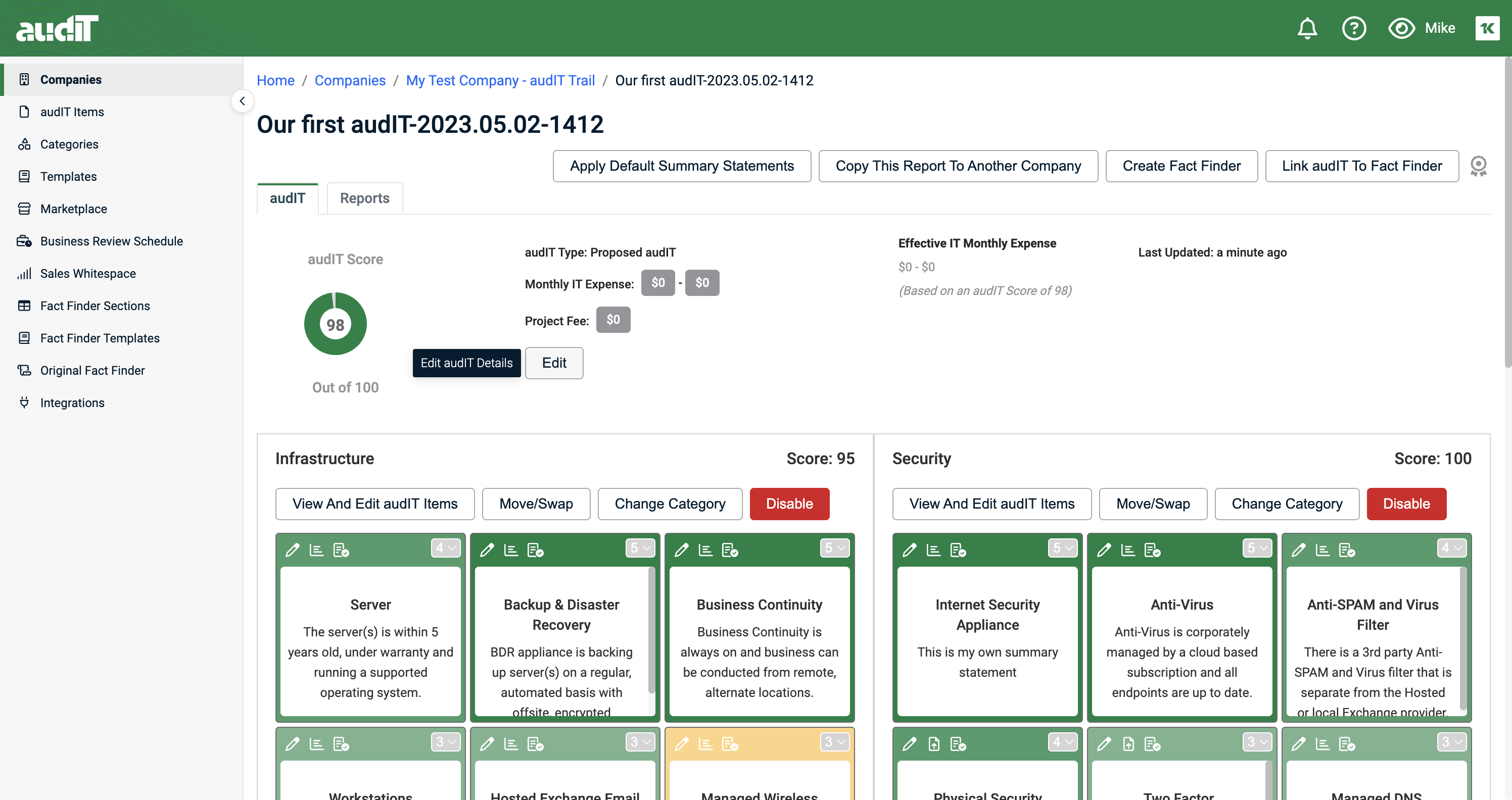Edit the audIT details for your proposed (or QBR pan) as needed