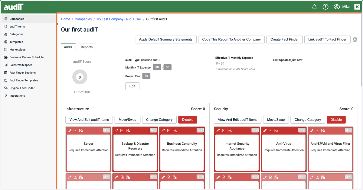 Change your audIT as needed