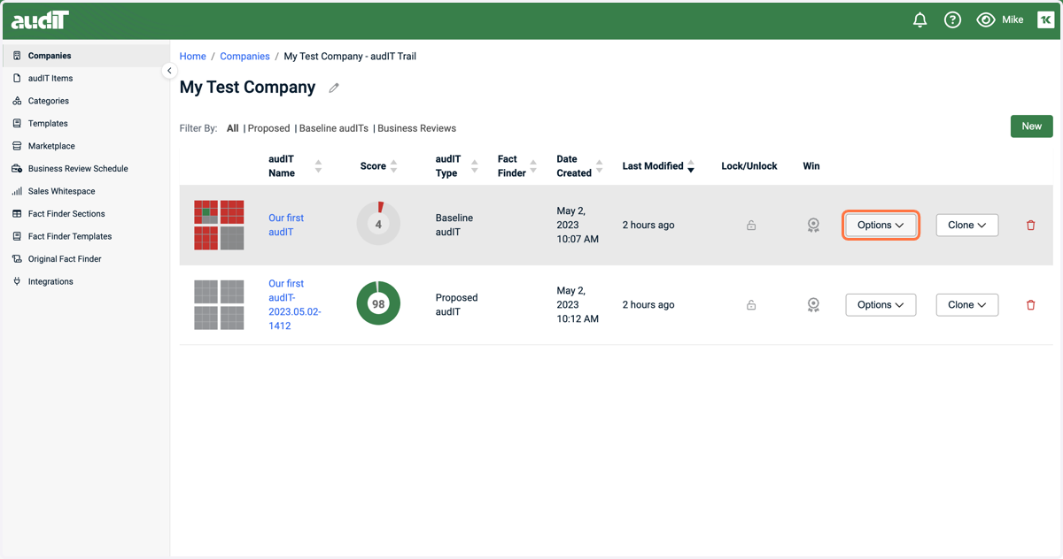 Click the 'Options' dropdown to print