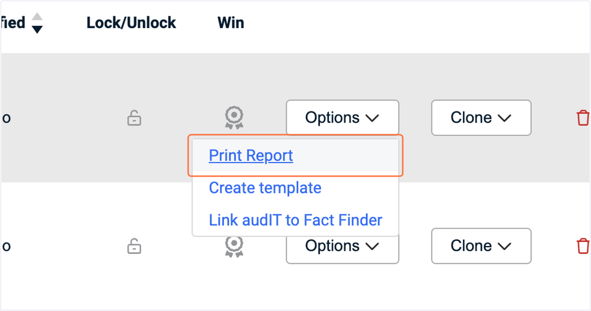 Click on Print Report