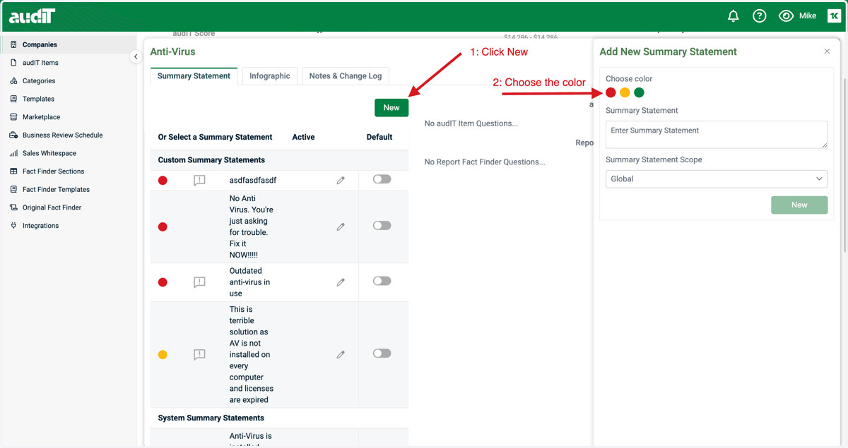 Add your own custom summary statement