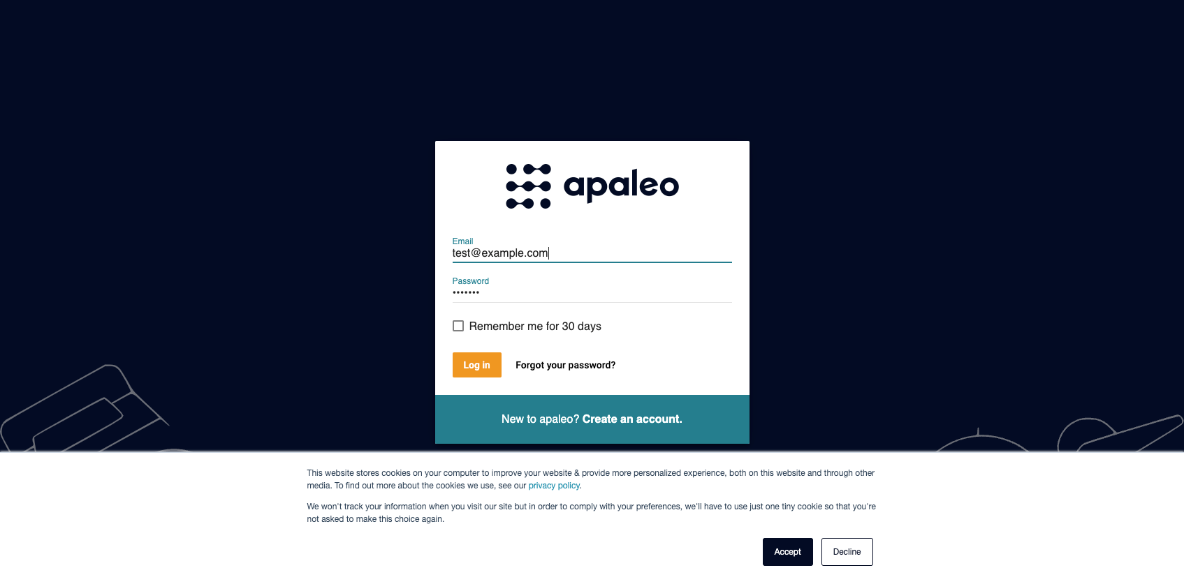 Enter your apaleo email and password