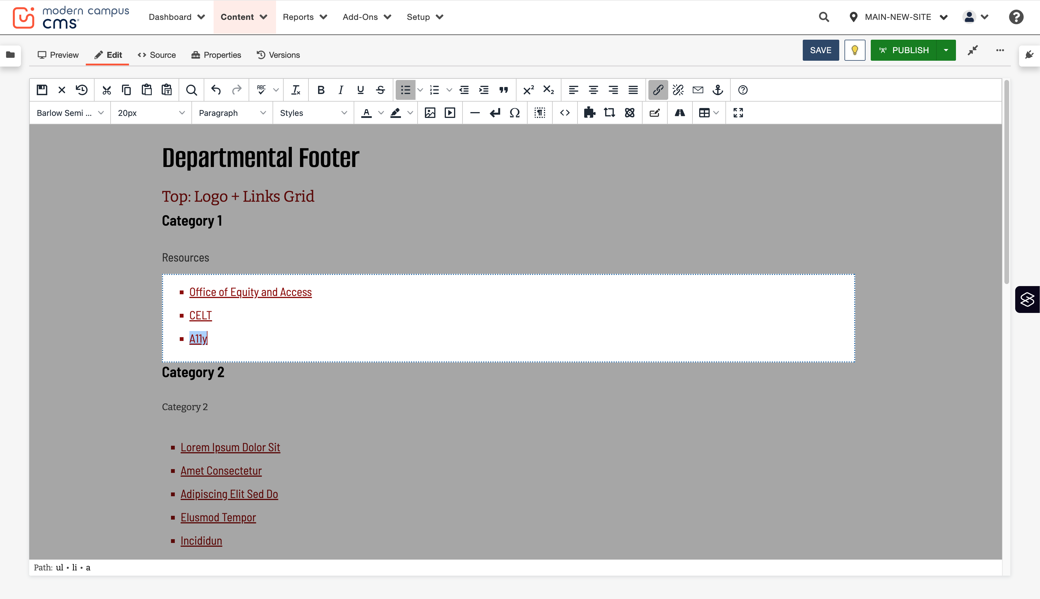 Repeat that for each link in the column and delete any placeholder bullets you don't need.