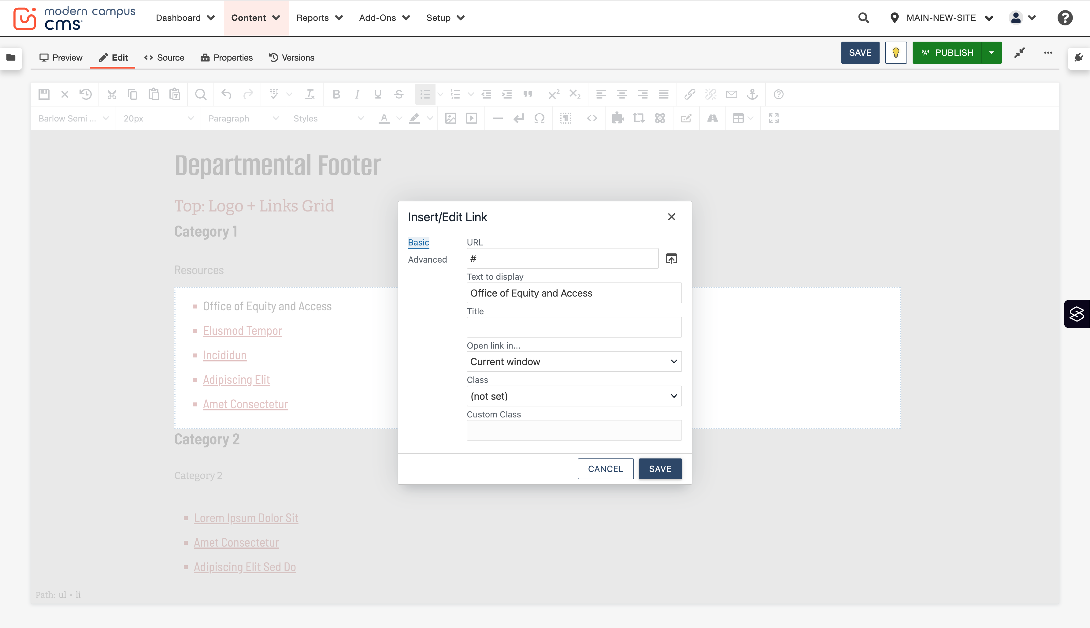 A. I'll type a # as placeholder content for now, B. then click on SAVE.
