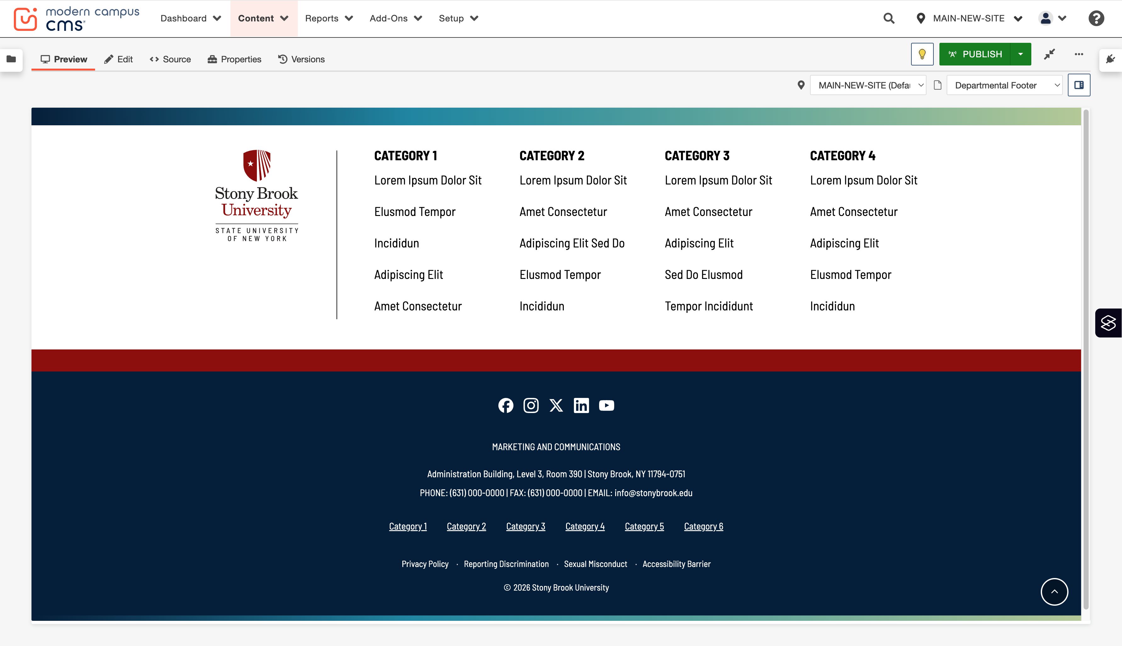If you selected a 3- or 4-column layout, you'll also need to configure the column category names and links beneath them.