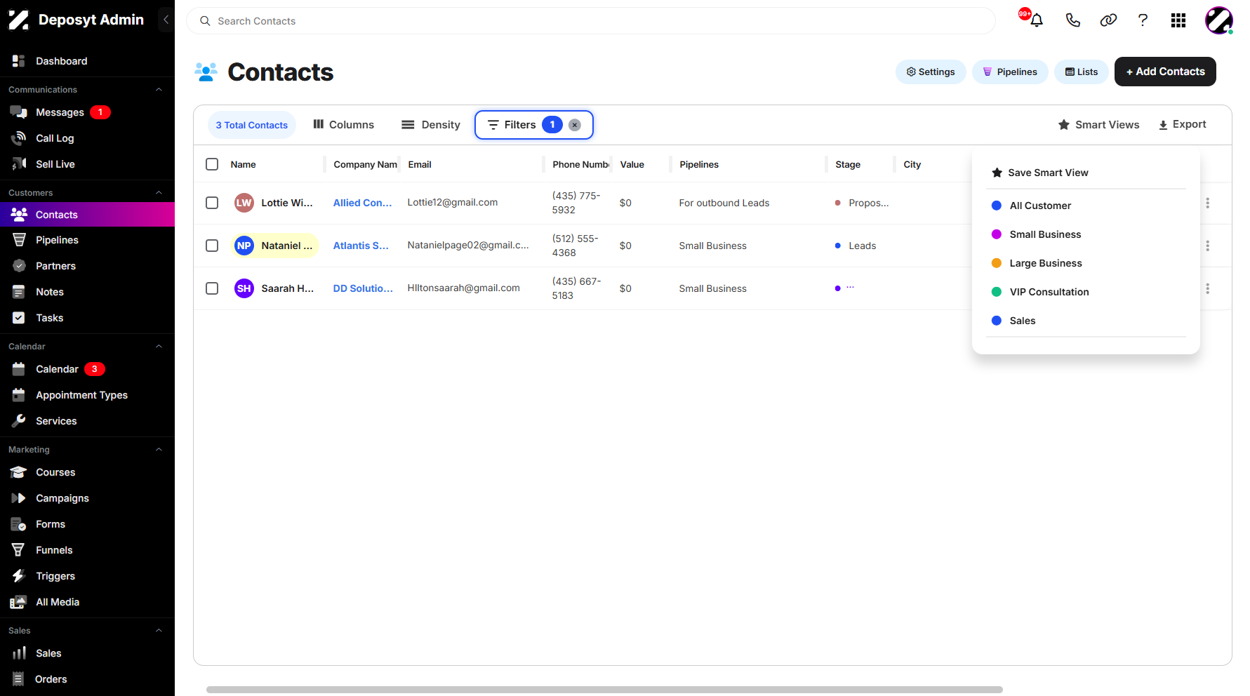 Step 3: A pop-up window will appear, showing a list of all your previously saved Smart Views for easy access.