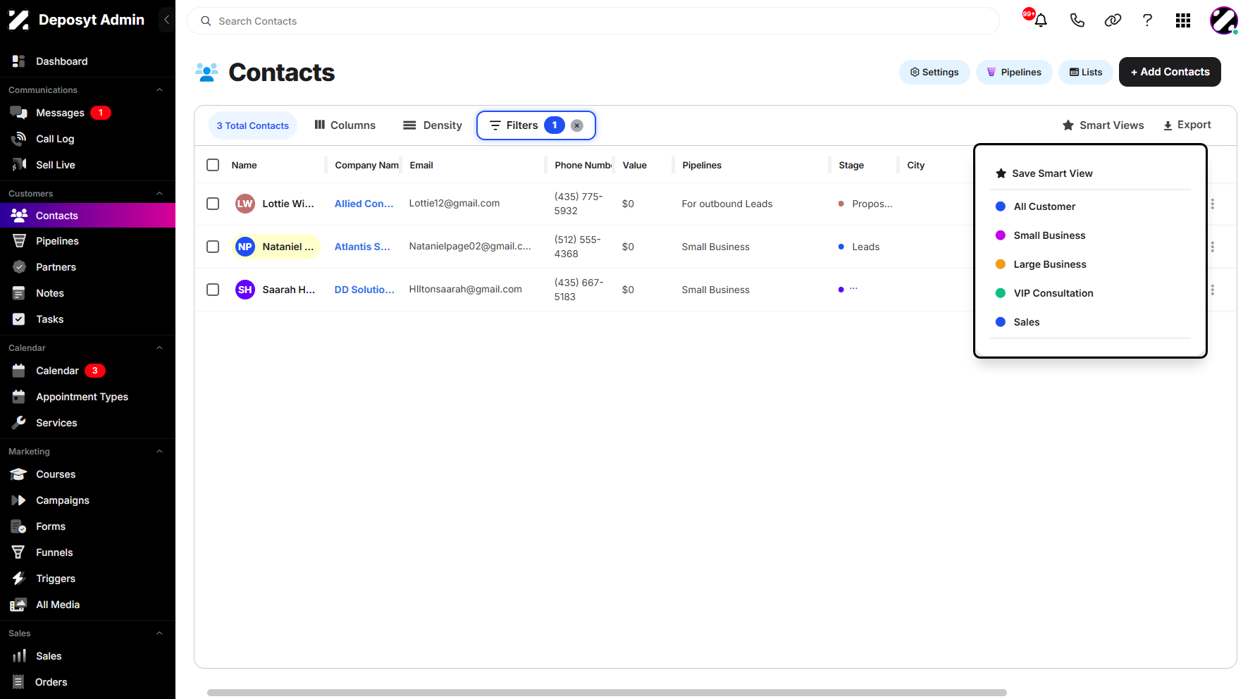 Step 3: A pop-up window will appear, showing a list of all your previously saved Smart Views for easy access.