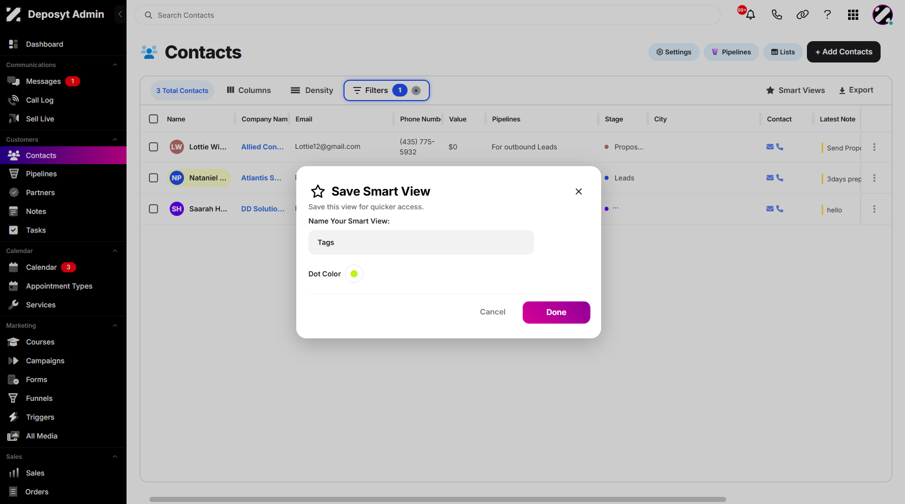 Step 8: Once everything is set up, click Done to save your new Smart View.
