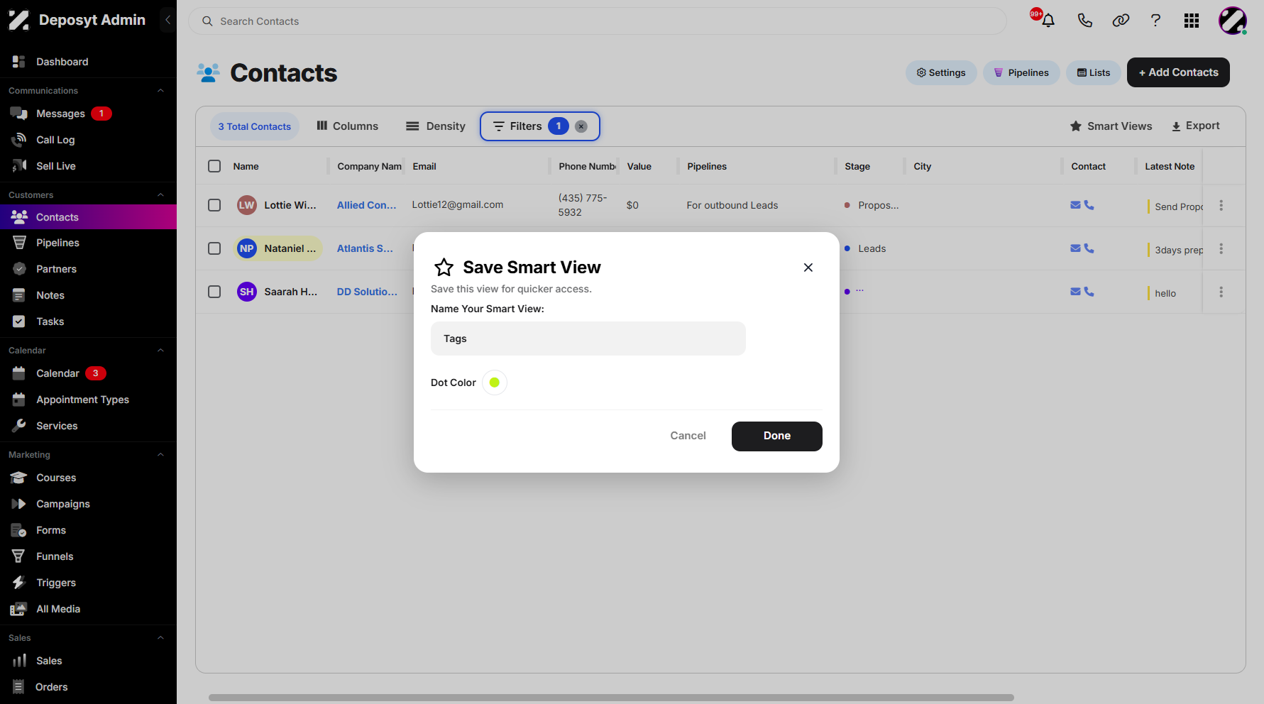 Step 7: Provide a name for your Smart View and choose a color to make it look more professional.