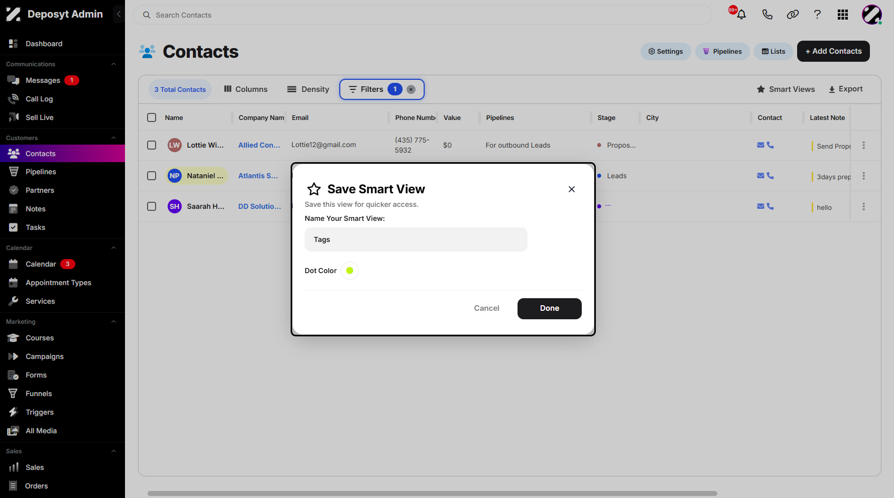 Step 7: Provide a name for your Smart View and choose a color to make it look more professional.