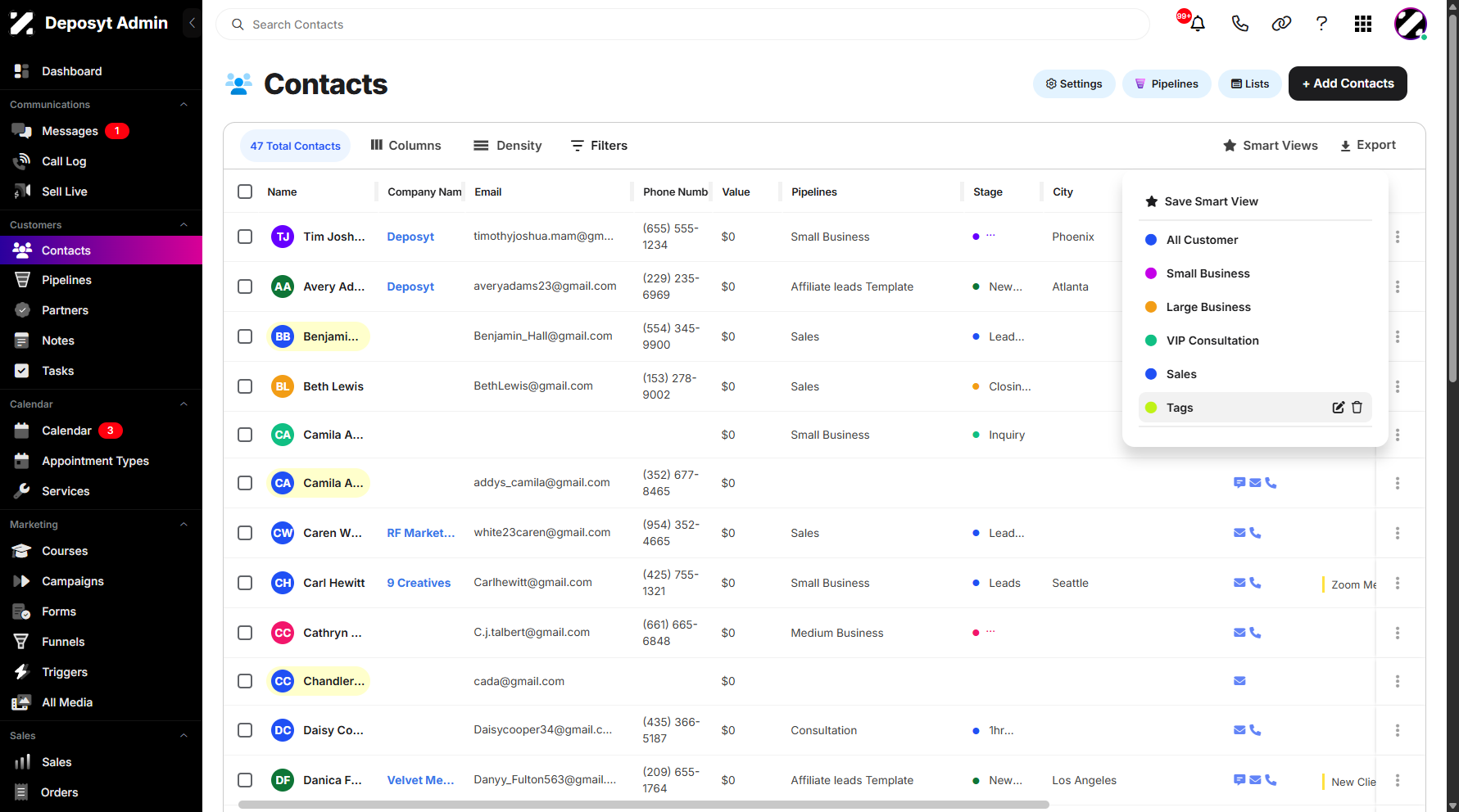 Step 10: Your saved Smart View now appears in the list, letting you quickly access a customized or filtered view of your contacts without reapplying filters.