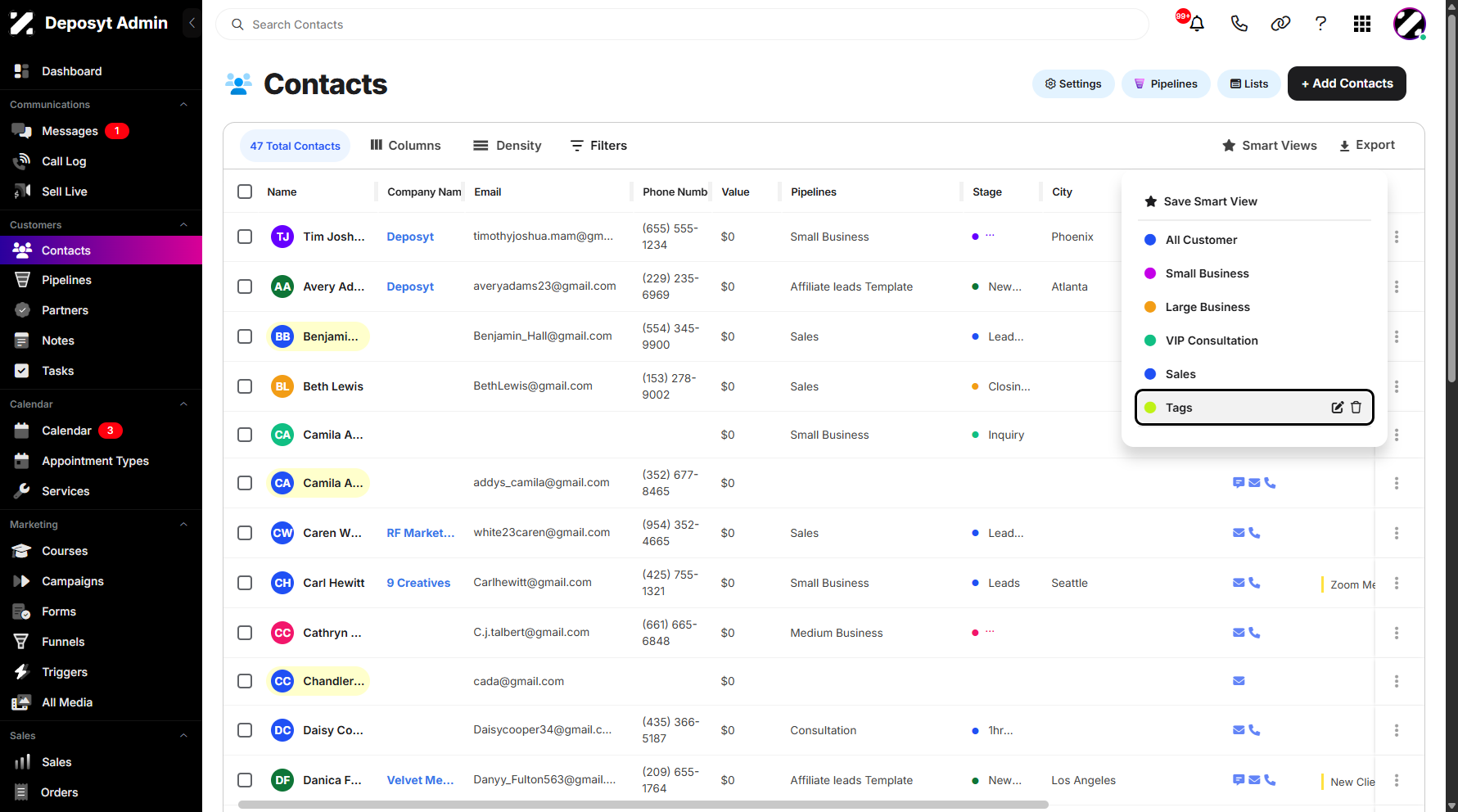 Step 10: Your saved Smart View now appears in the list, letting you quickly access a customized or filtered view of your contacts without reapplying filters.