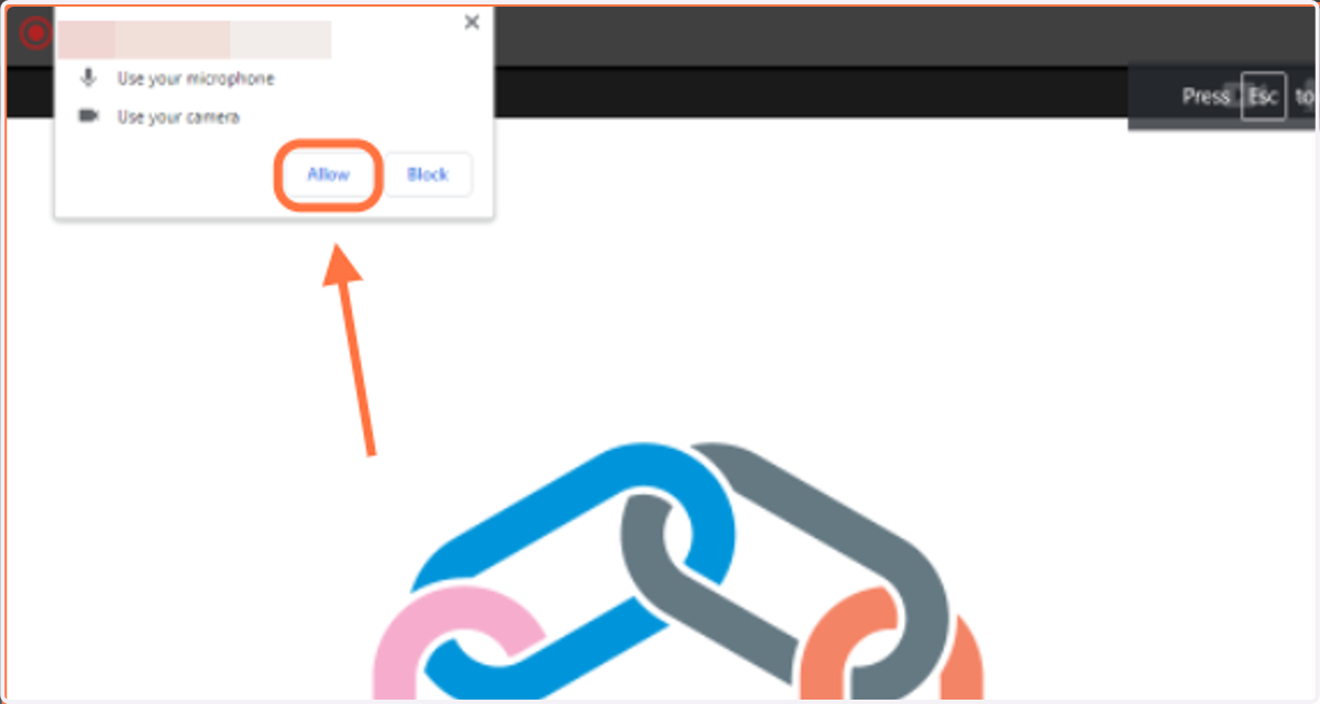Click 'Allow' to allow camera and microphone access