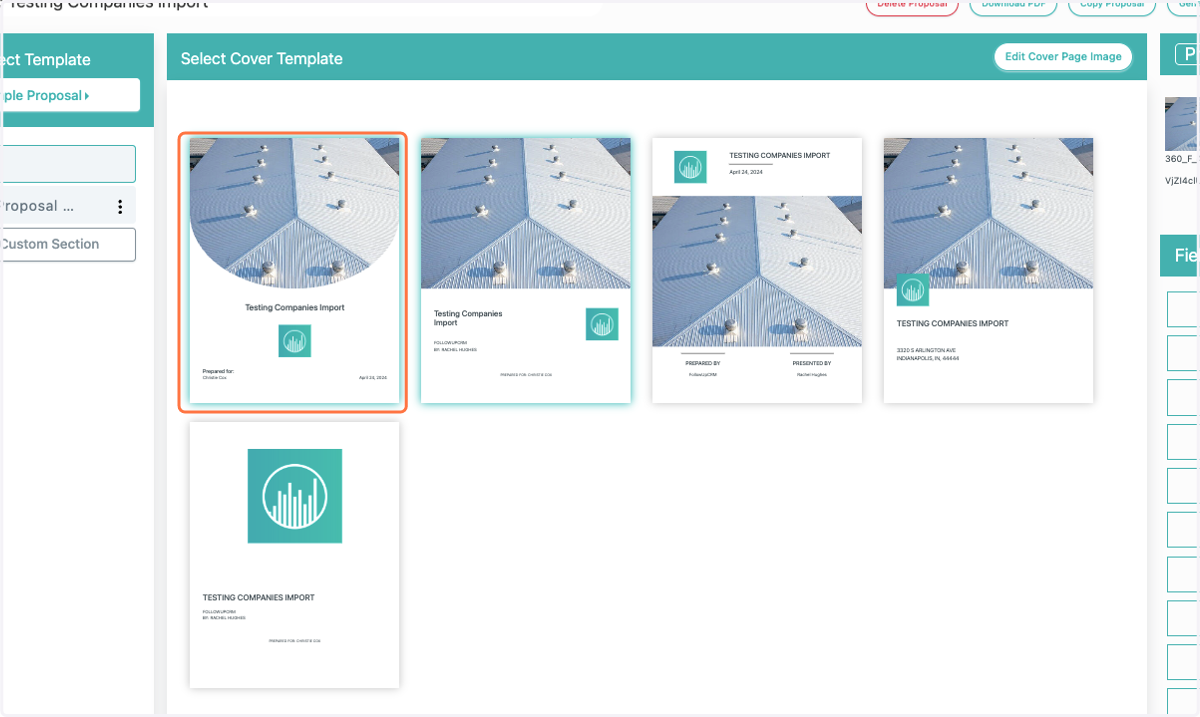 Select which Cover Page Layout you'd like to use.
