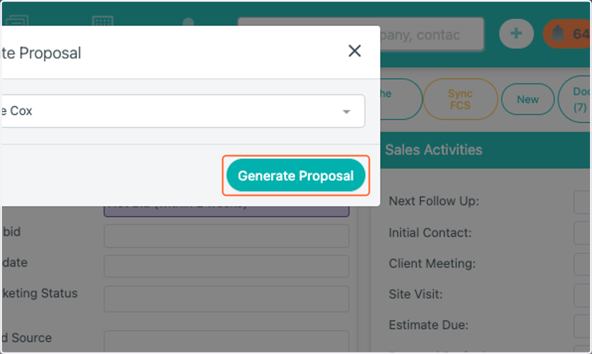Click on Generate Proposal
