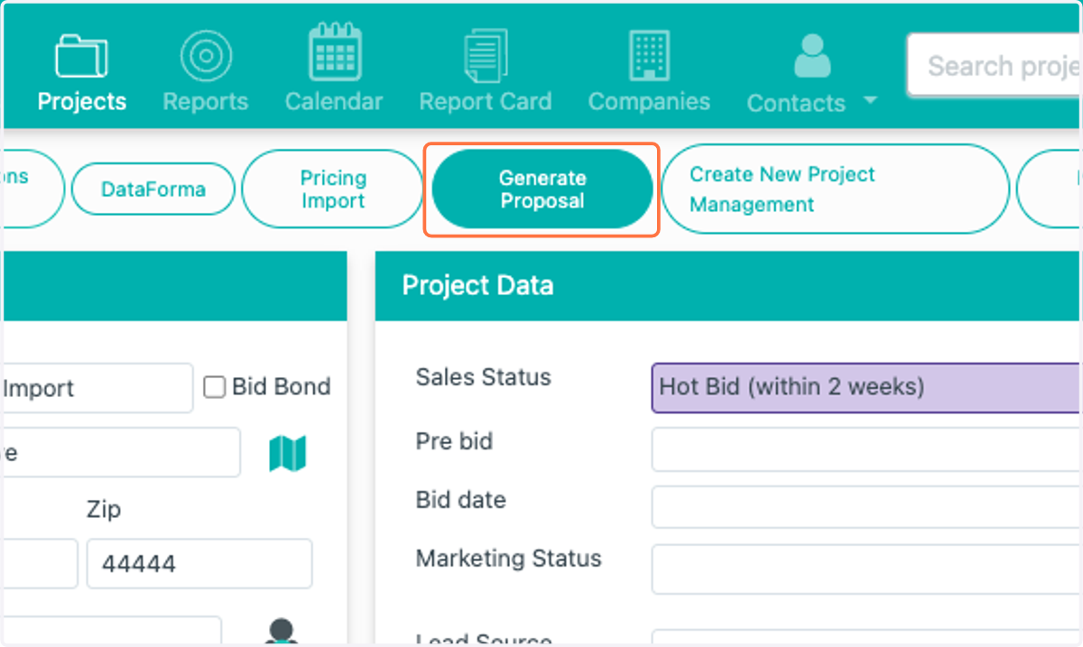 Click on Generate Proposal