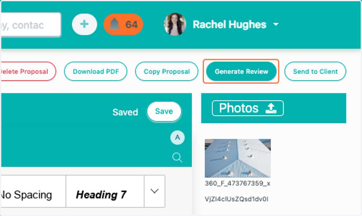 Once you're satisfied with your Proposal, click "Generate Review" to see how it will look before you send it to the client.
