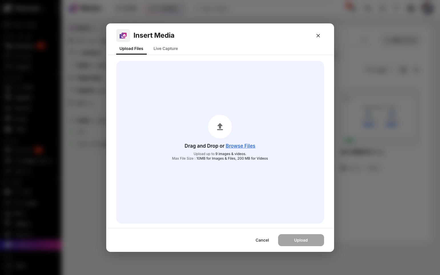 Step 4: A pop-up modal will appear. Click on the Live Capture Tab.