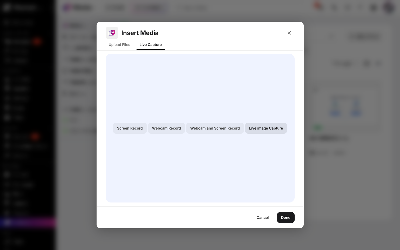 Step 11: Click Live Image Capture if you want to take and upload a live photo using your webcam.