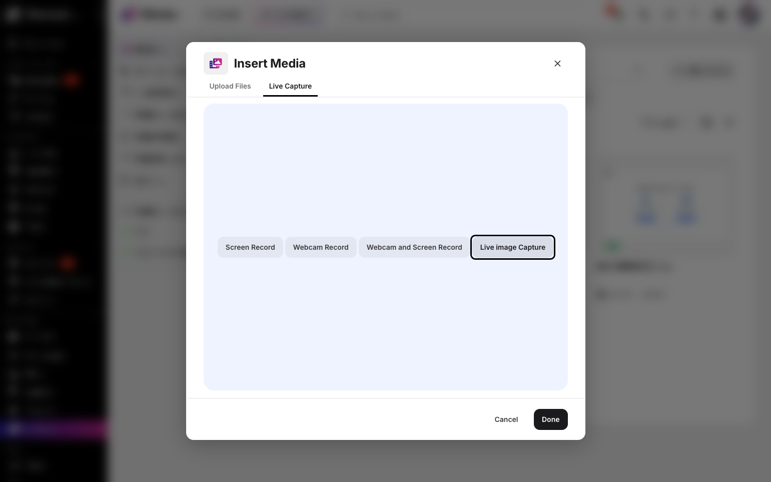 Step 11: Click Live Image Capture if you want to take and upload a live photo using your webcam.