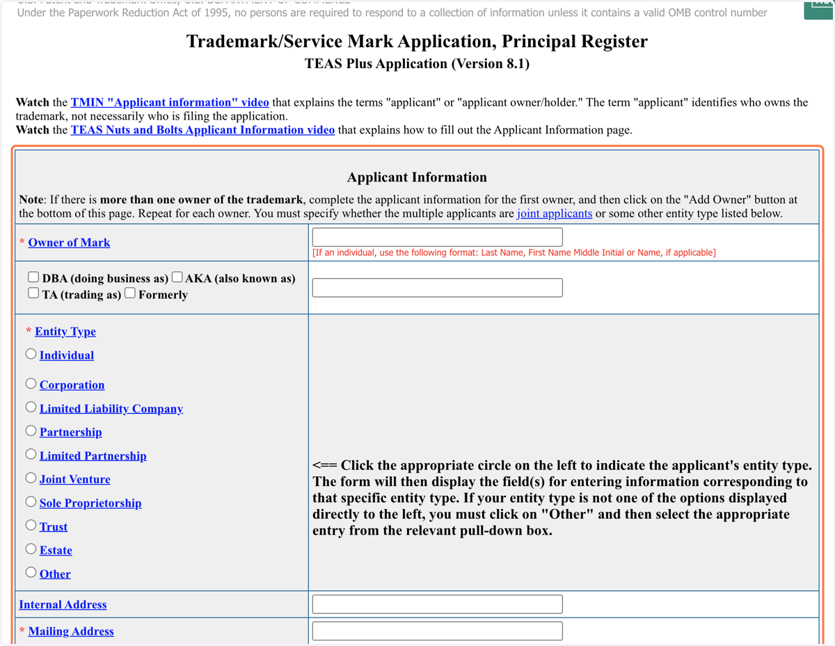 Provide the Required Information Regarding the Applicant