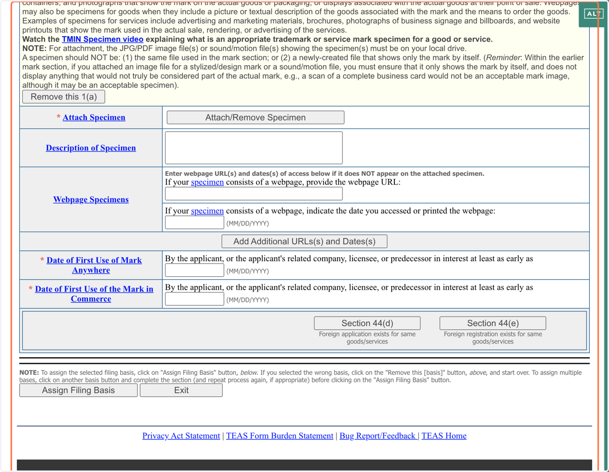 Provide the Proof and Date of First Use